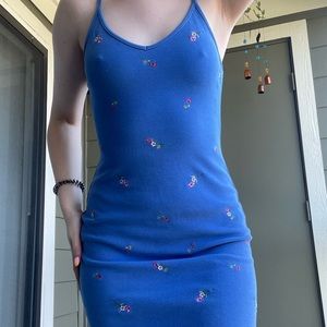 Blue Floral Casual Dress